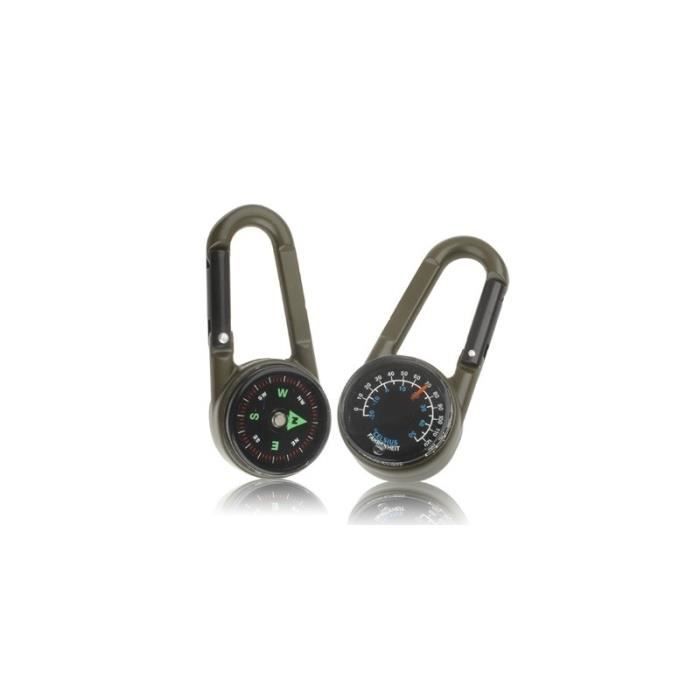 Accessoire randonnée Mousqueton porte-clés boussole et thermomètre pédestre Voyage