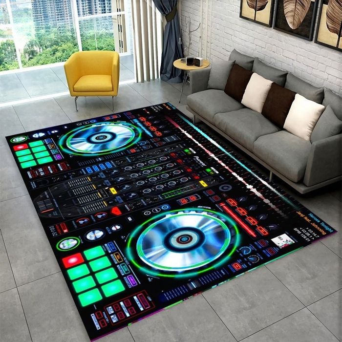 Tapis De Couloir Motif Instruments De Musique - 60 X 120 Cm, Poils Ras - Dos Antidérapant TPR, Lavable En Machine - 6