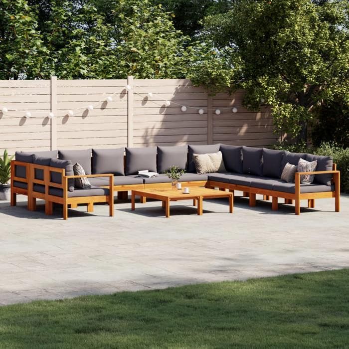 vidaXL Salon de jardin 9 pcs Bois d'acacia - vue 3