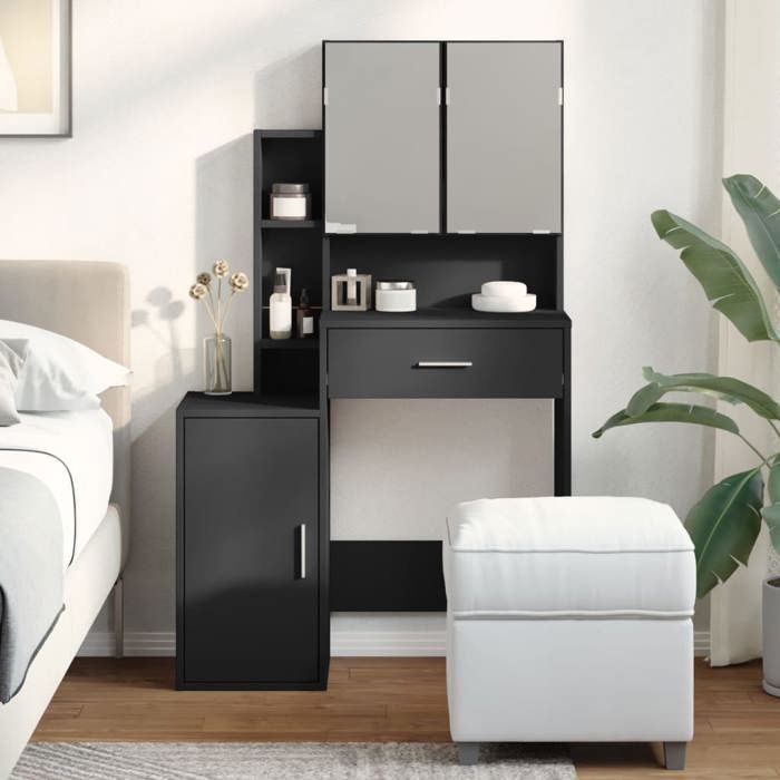 SALE 2025Coiffeuse meuble moderne à femmes - Coiffeuse avec armoire noir 80x35x132 cm3015 Kg 9068