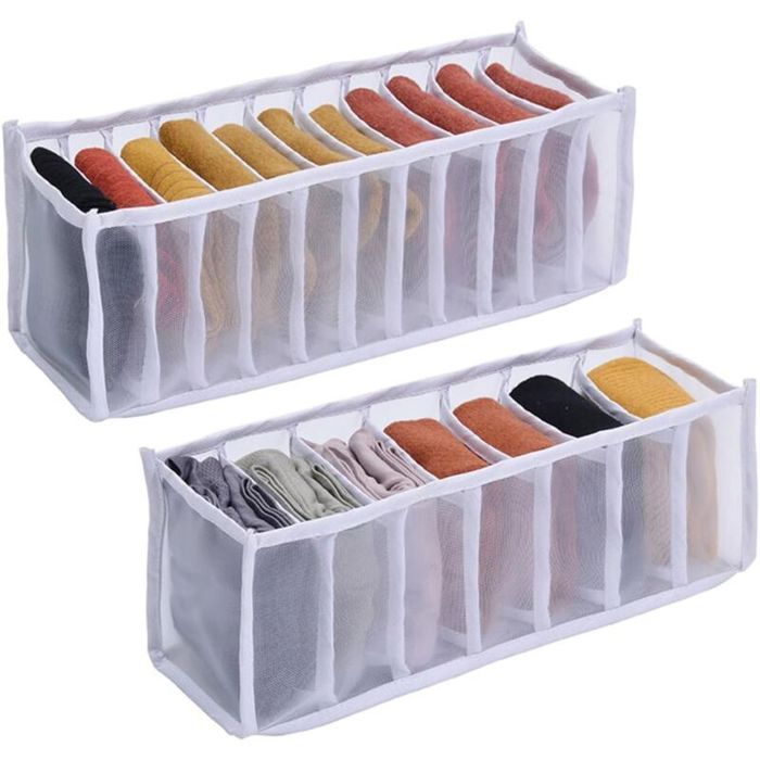 Organisateur de Tiroir Pliable - 2 pcs Rangement sous Vetement Rangement Tiroir Vetement Organisateur Vetement pour Chaussettes