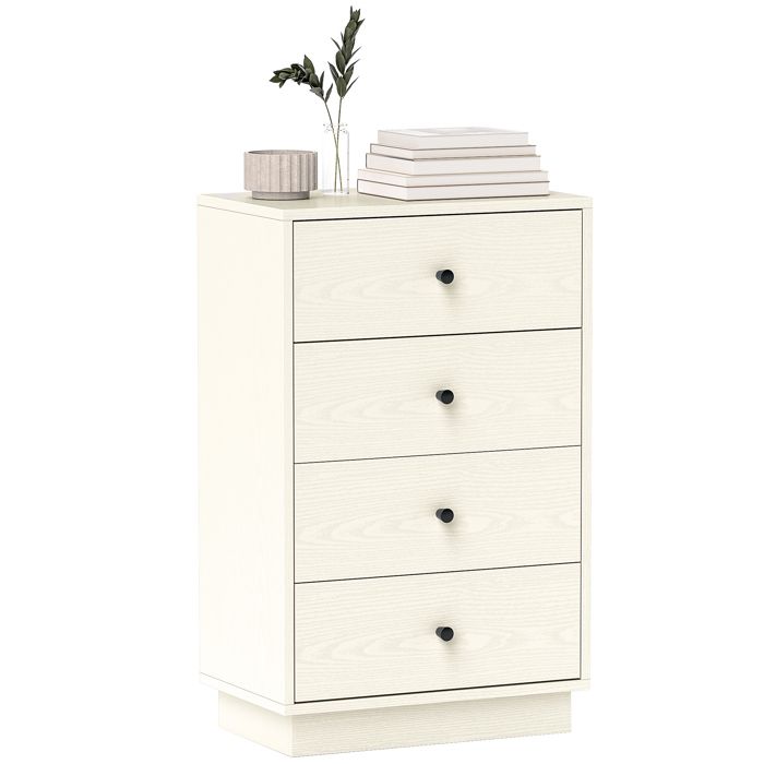 Commode 4 Tiroirs HOMCOM 45x40x68 Cm - Blanc, Fermeture Douce, Sans Poignées - Pour Chambre, Salon, Bureau - 10