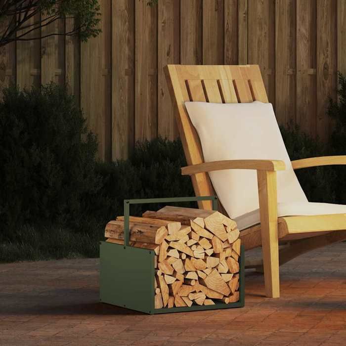 vidaXL Portant de bois chauffage vert olive 40x40x40 cm 864274
