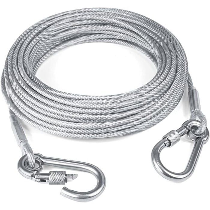 Câble dattache réfléchissant pour chiens jusquà 250 livres câble de laisse pour chien en fil dacier avec boucle à double