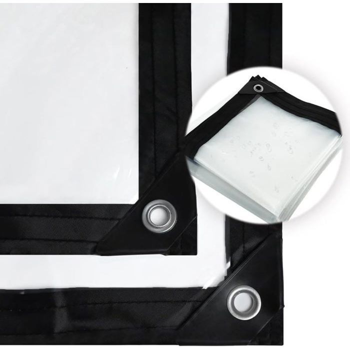 Bâche Imperméable En Polyéthylène Avec Œillets - 2 X 1 M - 4,7 Mm D'Épaisseur - Noir + Blanc