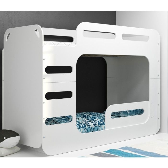 Lit Superposé 90x200cm, Lit Enfants Avec Sommier à Lattes En Bois, 2