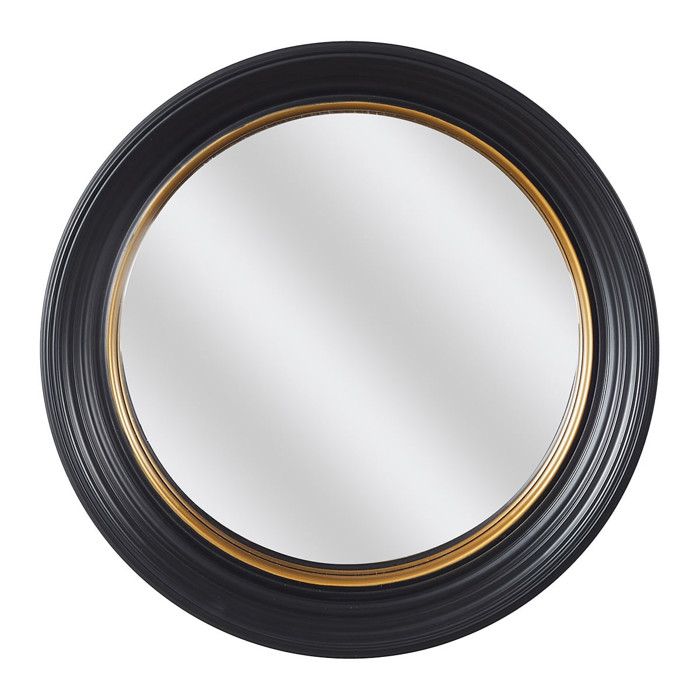 Lot De 3 Miroirs Convexes Ronds Noir Et Or - Diamètre 25,5 Cm - Verre Grossissant - Déco Murale Originale
