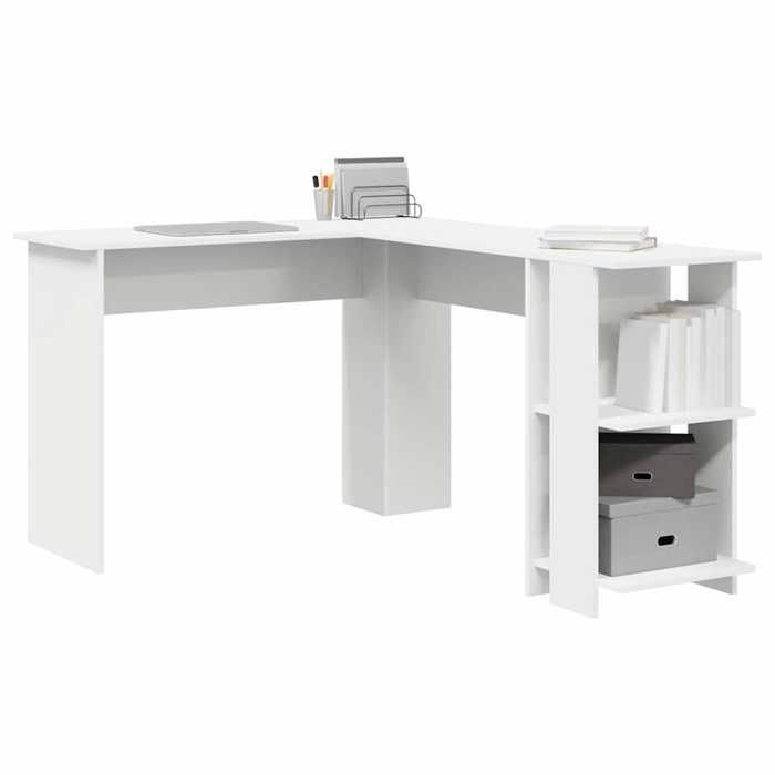 Kenneth@ Bureau dangle - 1 PERSONNE - Table dordinateur - avec Rangement - Blanc 140x113.5x75 cm - LL1108