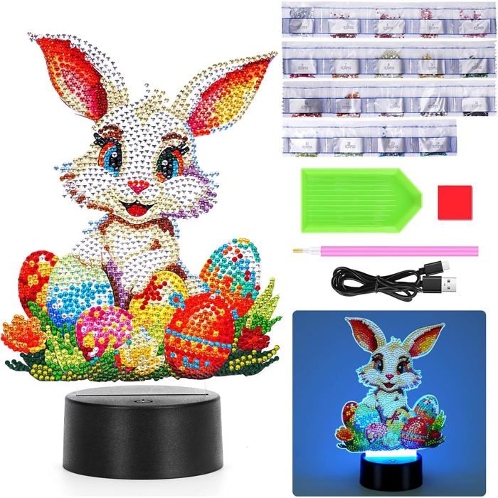 Lampe de Chevet LED - Starnearby - DIY Pâques - Motif Lapin - 5 Couleurs de Lumière