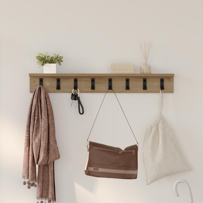 ESTINK® Porte-manteau mural - Style moderne - chêne artisanal 80 x 10.5 x 10.5 cm @2184@