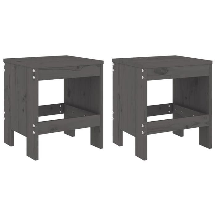 CHIC Tabourets de jardin lot de 2（2 pcs) gris 40x36x45 cm bois massif pin - 40x36x45 cm 139105 S11