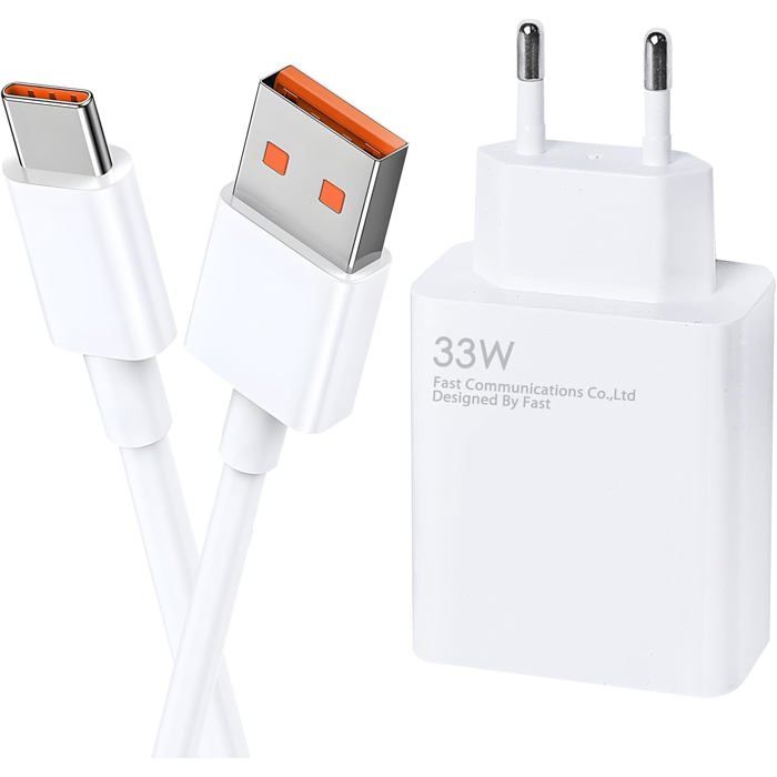Chargeur - E.F.CONNECTION - 33W - USB-C 6A - 1 Mètre - Compatible Xiaomi Redmi 14C 13C 12 - Téléphonie
