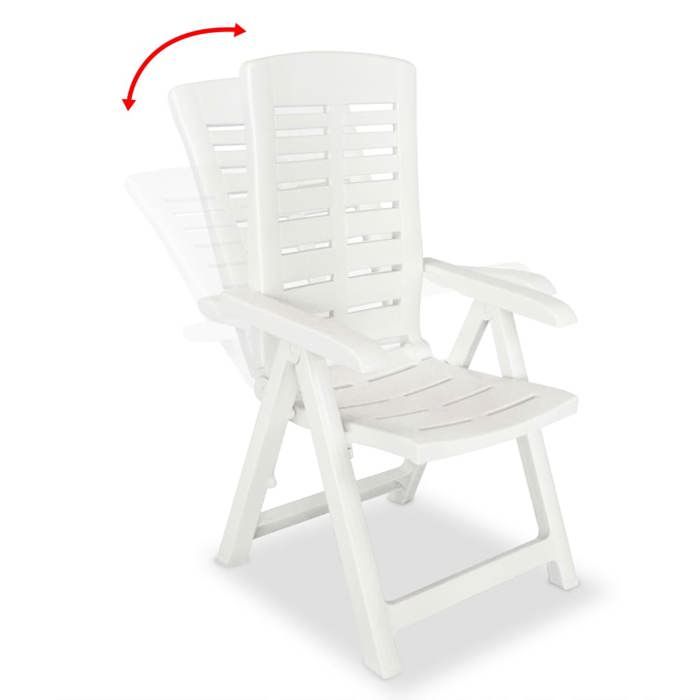 BESTSiège de jardin - Chaises de campinglot de 2 Chaises inclinables de jardin Plastique Blanc - L60 x P61 x H108 cm No