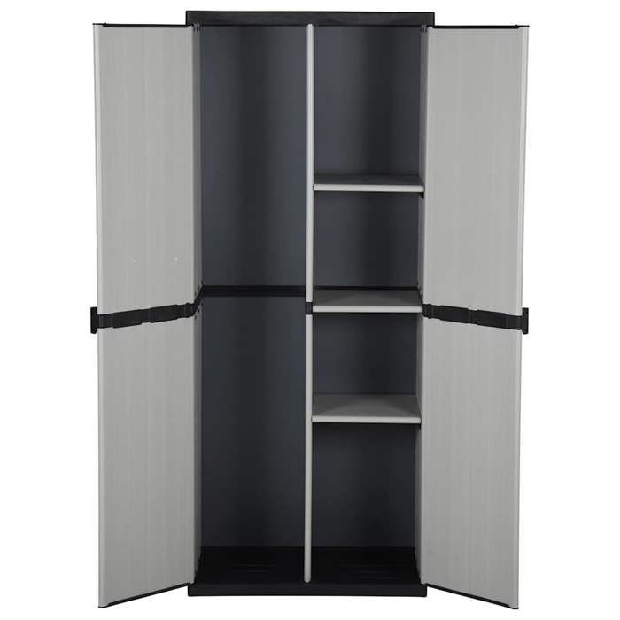 Armoire de rangement de jardin - vidaXL - 3 étagères - Gris/noir - 68x40x168 cm - PVC et PP - Verrouillable