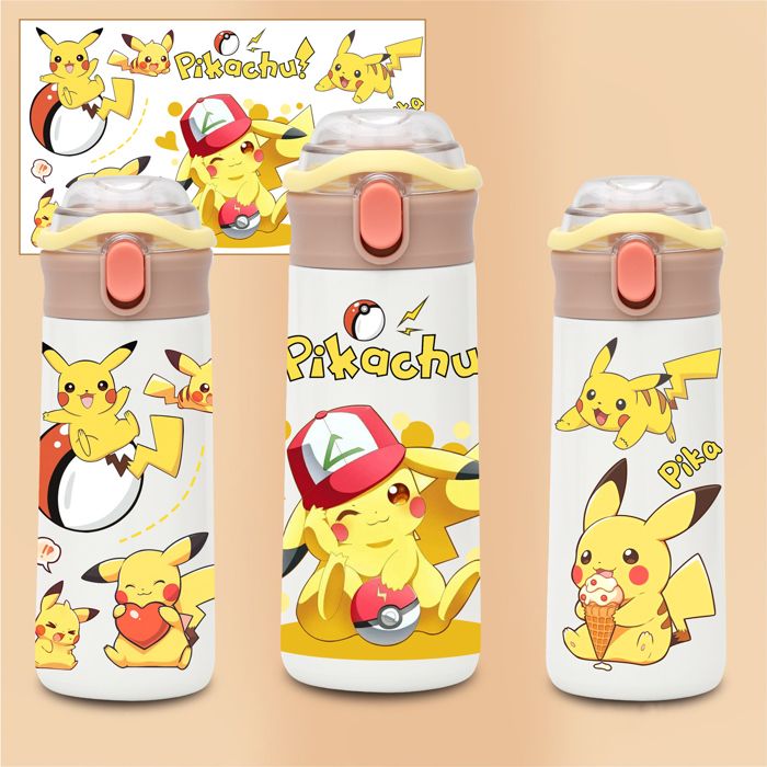 1 Pièce Gourde Enfant 500mlBouteille deau Animé Gourde sans BPAGourdesRéutilisable Étanche Avec sac bandoulièreJaune