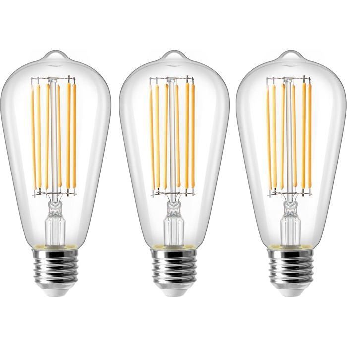 Ampoule LED ST64 8 W E27 équivalent 80 W blanc chaud 2700 K 800 lm lampe décorative rétro non dimmable lot de 3