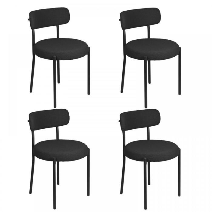 Lot de 4 chaises de salle à manger en peluche à dossier incurvé-Supportant 150 kg-Adaptées aux salles à manger et cafés-XJING