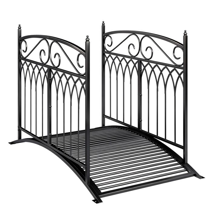 Pont de jardin - passerelle décorative - Outsunny - style baroque max. 100kg antirouille pour bassin - métal - 1355x74x91cm - noir