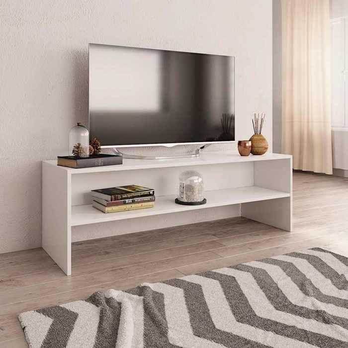 Blanc Meuble TV Blanc 120x40x40 cm Bois dingénierie - ARMOIRE TV H7459