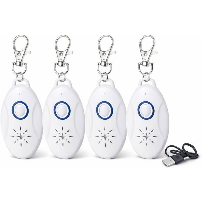 Lot de 4 Répulsifs Ultrasons Rechargeables USB Anti Puces Tiques Moustiques sans Produit Chimique Portable Chiens Chats Extérieur