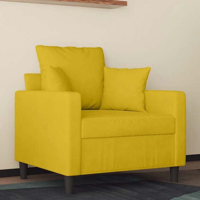 Haute Qualité Fauteuil de repos moderne - SWEETY - Chaise Relaxant avec Accoudoirs - Jaune 60cm Velours 78x77x80cm C80735