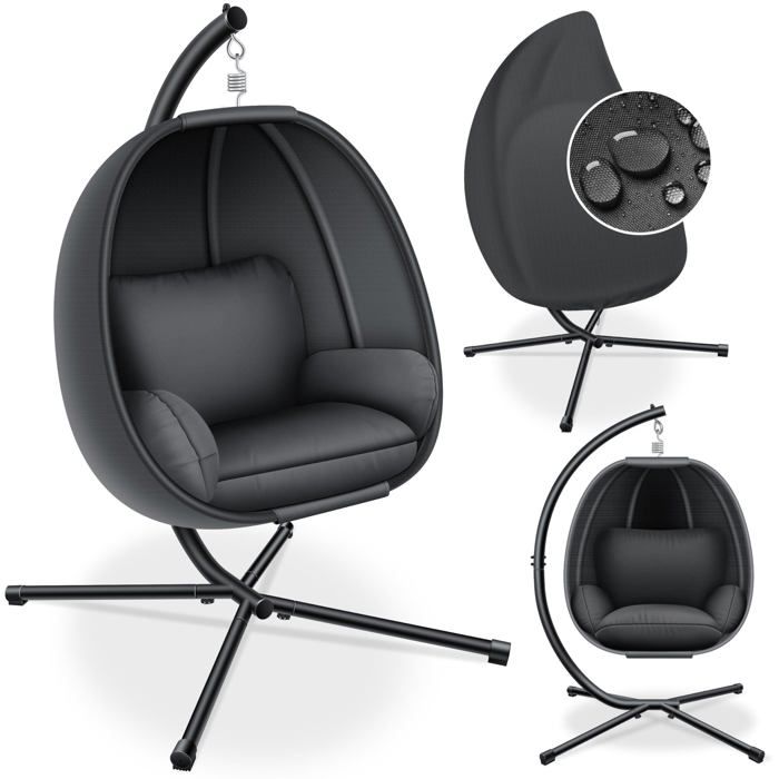 Fauteuil suspendu anthracite - KESSER - Structure en acier avec revêtement en poudre Fauteuil suspendu anthracite - KESSER - Structure en acier avec revêtement en poudre