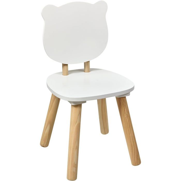 Atmosphera Chaise Enfant Douceur Blanc et Bois Naturel Design Ours 26x26x49 cm Atmosphera Chaise Enfant Douceur Blanc et Bois Naturel Design Ours 26x26x49 cm