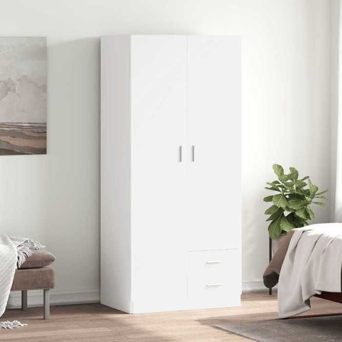 Blanc Penderie de Rangement - Magnifique Garde-robe - charge 3 kg par compartiment - Blanc 80x52x180cm Bois d’ingénierie CL3692522