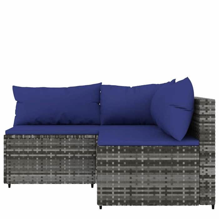 Salon de jardin 3 pièces Meuble de jardin protection UV avec coussins Gris Résine tressée - (63x63x57.5 cm) q1K832