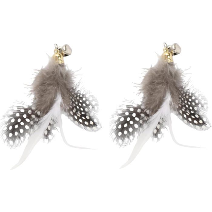 Pièces Plumeau Jeux pour Chat Plume Rechange pour Baguette Canne à Pêche Chats Interactive Intérieur Entraînement Kit Noir Blanc