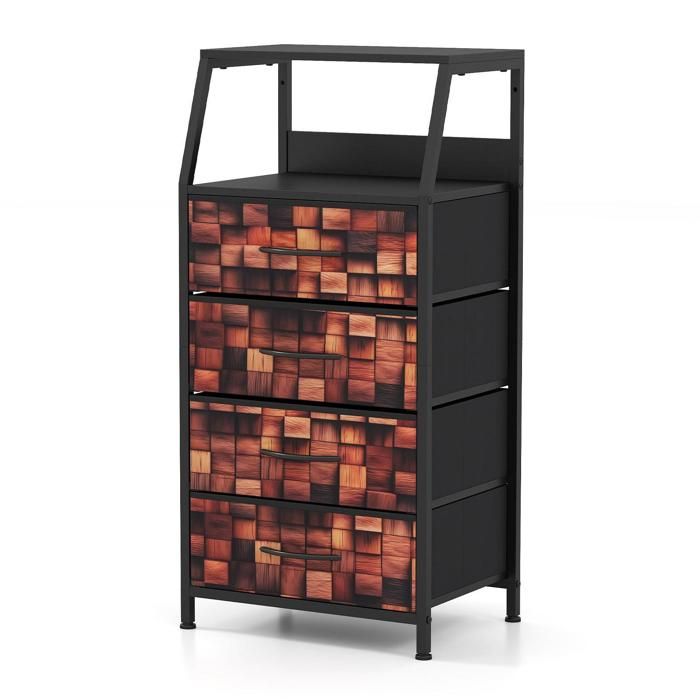 Table de Chevet GIANTEX Tables d’Appoint avec 4 Tiroirs en Tissu Meuble de Rangement Vertical Style Industrielle Cadre en Métal Table de Chevet GIANTEX Tables d’Appoint avec 4 Tiroirs en Tissu Meuble de Rangement Vertical Style Industrielle Cadre en Métal