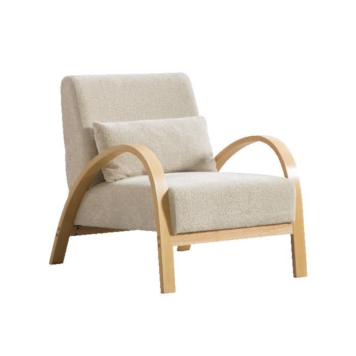 Fauteuil Lounge Scandinave Beige 70.5x82.5x80.5cm tissu Chenille Doux structure Bois Robuste confortable Pour Salon Et Chambre Fauteuil Lounge Scandinave Beige 70.5x82.5x80.5cm tissu Chenille Doux structure Bois Robuste confortable Pour Salon Et Chambre