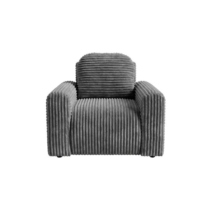ELVIS - Fauteuil gros velours côtelé - Gris foncé ELVIS - Fauteuil gros velours côtelé - Gris foncé