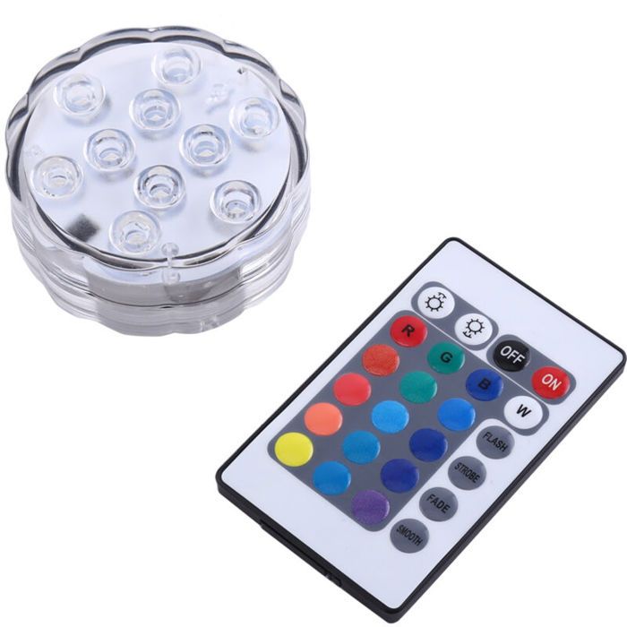 Lampe de décor de lumières daquarium imperméable à leau de contrle à distance colorée de 10 LED RVB