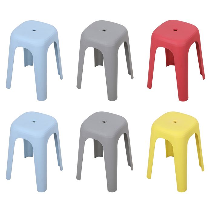 6 Pcs Tabourets Empilables - WILITTO - Multicolore - Max 150kg - Intérieur et Extérieur -  Peu Encombrants - 44x26x33cm