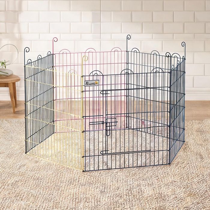 Parc pour petits animaux en métal – Diamètre 120 cm hauteur 60 cm – Montage sans outil