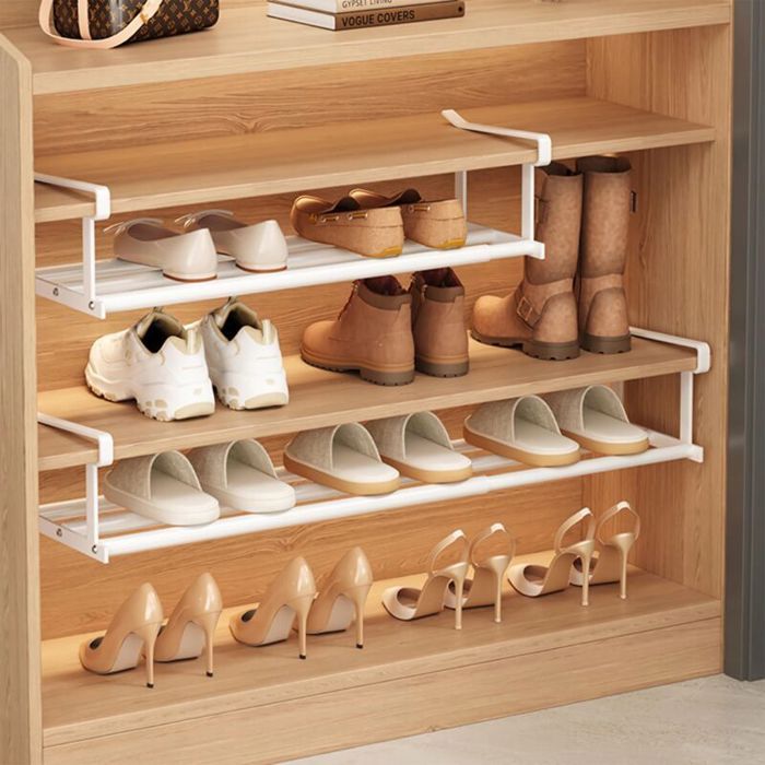 Shoe Storage Rack Extendable 40-70 cm Adjustable Closet and Furniture Organizer Space Saving for Shoe Storage Entryway Wardrobe