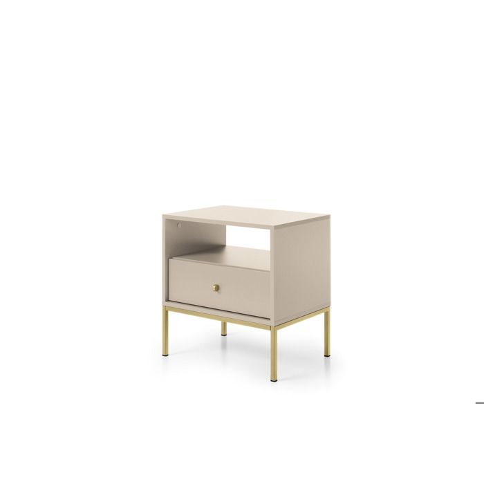 Table de chevet - 3XE LIVING - 53 6x39x56 2 cm - 1 tiroir - étagère - structure métal doré