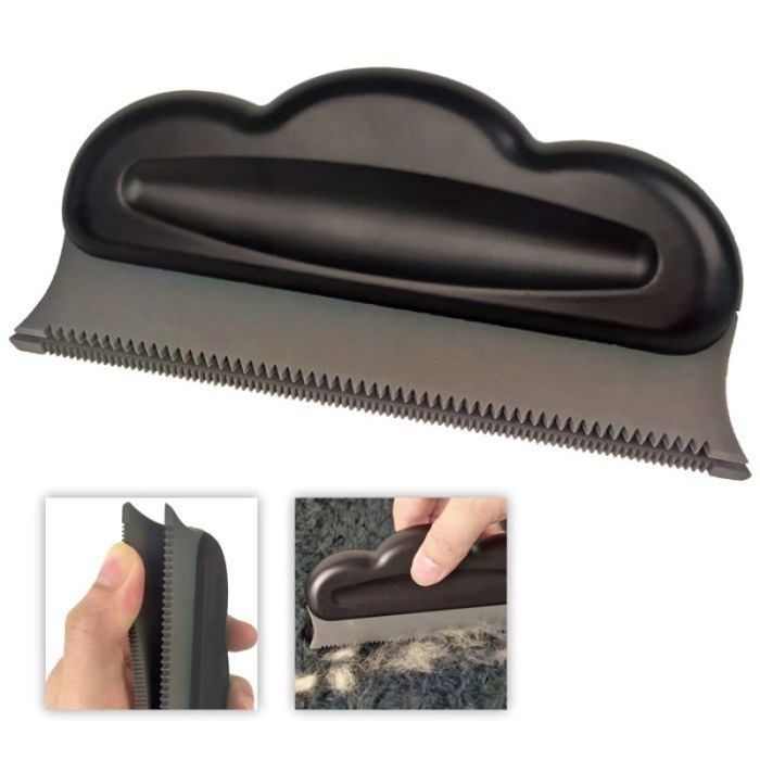 Brosse pour enlever les poils danimaux - Bords en caoutchouc souple pour protéger les tissus - Peigne (noir)