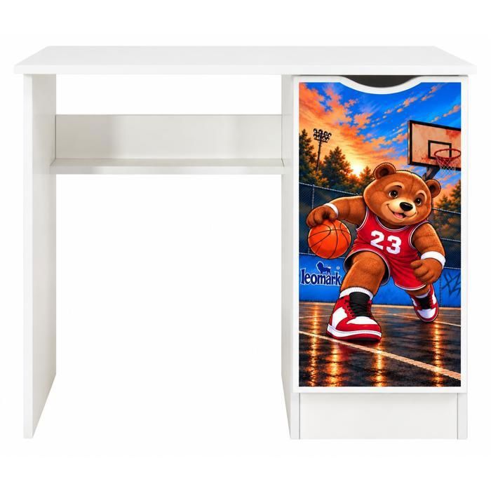 Bureau blanc avec étagère 246239BAS Roma /motif Basket-ball