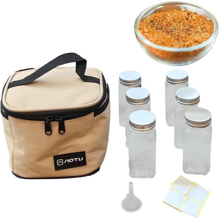 Sac à Épices Portable Avec 9 Pots En Verre - Pour Camping, Barbecue - Pliable - Vert