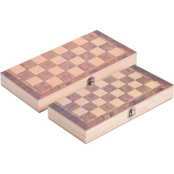 Jeu d'Échecs, Dames et Backgammon 3 en 1 - Jeu d'Intelligence Magnétique