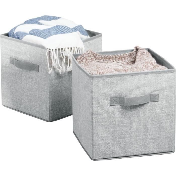 Toilinux - Lot de 2 Boites de rangement en tissu avec poignée - Longueur 31 x Hauteur 15 cm Toilinux - Lot de 2 Boites de rangement en tissu avec poignée - Longueur 31 x Hauteur 15 cm