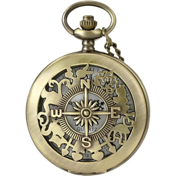 Montre De Poche Classique Quartz - Chiffres Romains & Chaîne Argentée | Accessoire Vintage Et Pratique