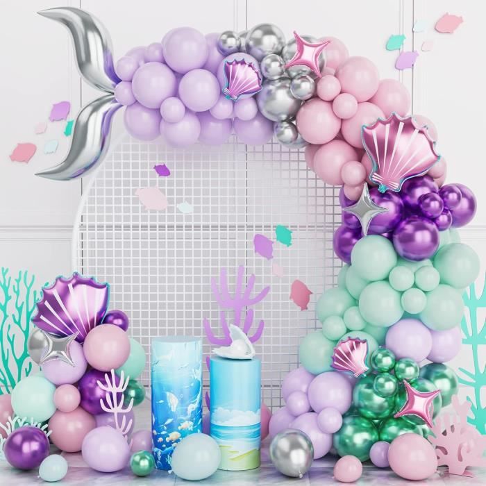 Set De 30 Ballons Sirène – Latex Confettis – Décoration Fête Anniversaire, Baby Shower, Thème Océan