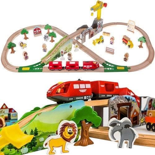 Circuit train en bois - MARQUE - 57 éléments - Jouet - Intérieur - Mixte