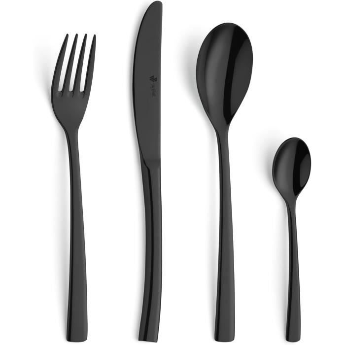 Set De 4 Couverts Noirs LEKOCH | Acier Inoxydable 18/10 | Design Moderne | Pour Table Et Célébrations