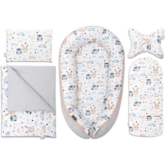 Lajlo Ensemble Lit Bebe 5 Pieces Cocon Matelas Oreiller Papillon Oreiller Plat Couverture Confortable Lavable Animaux Cdiscount Puericulture Eveil Bebe
