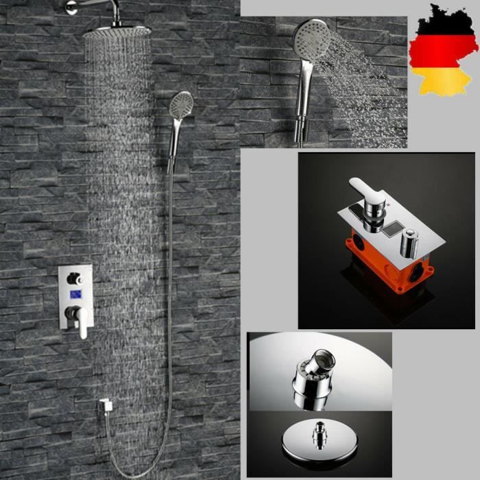 Ensemble de douche à encastrer au mur robinet tête à effet pluie mitigeur 