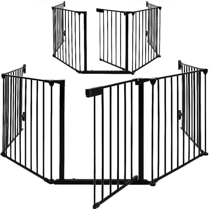 Comparer les prix de Barrière De Sécurité Enfant Grille Protection Cheminée Feux Parc Bebe Pliable  5 Panel +1 Porte  dimension: 310 cm - 15 kg